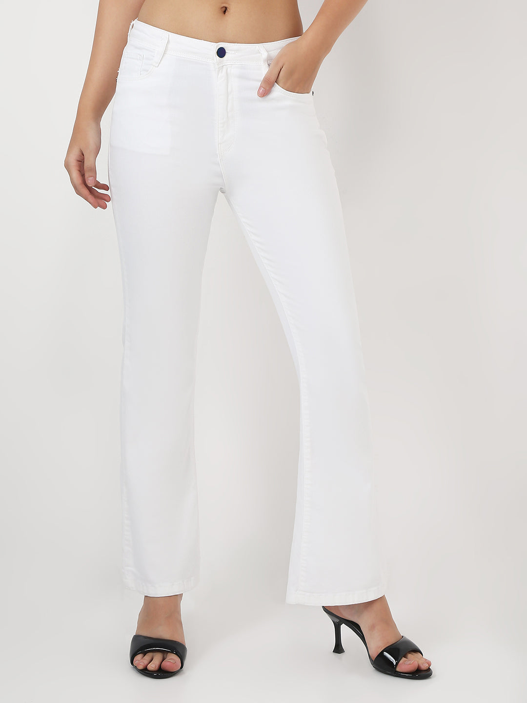 Women White High-Rise Flare Jeans