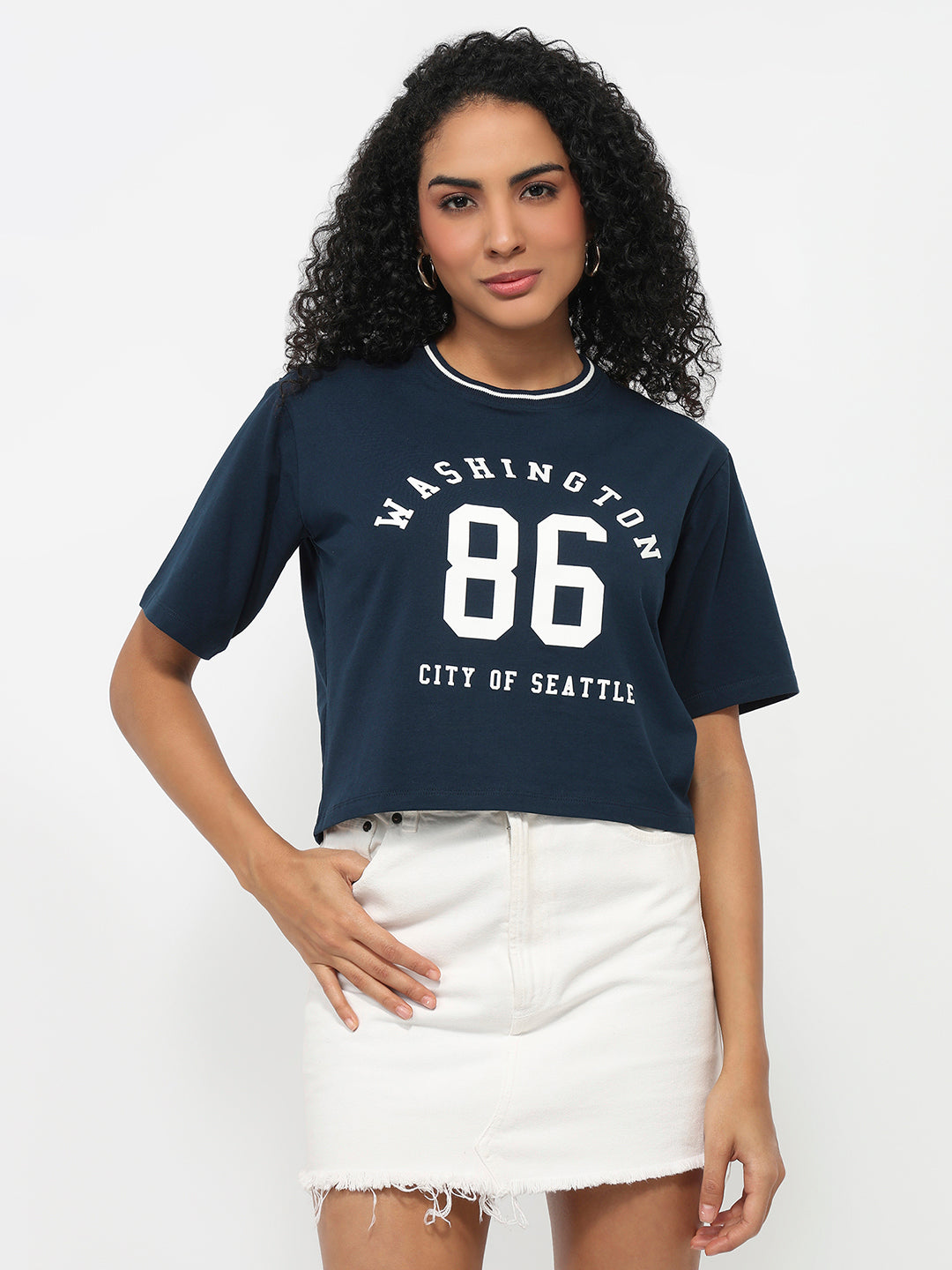 Women Airforce Graphic Crop Tees