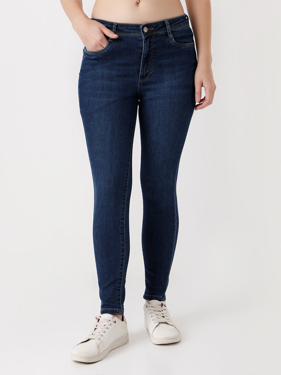 Women Dark Blue High-Rise Skinny Jeans