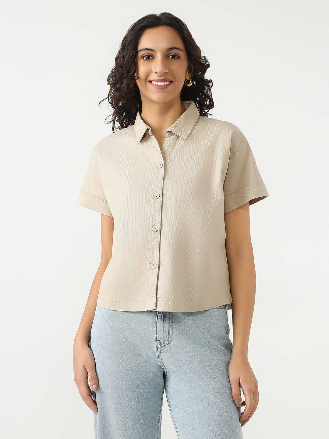 Women Oatmilk Crop Shirt
