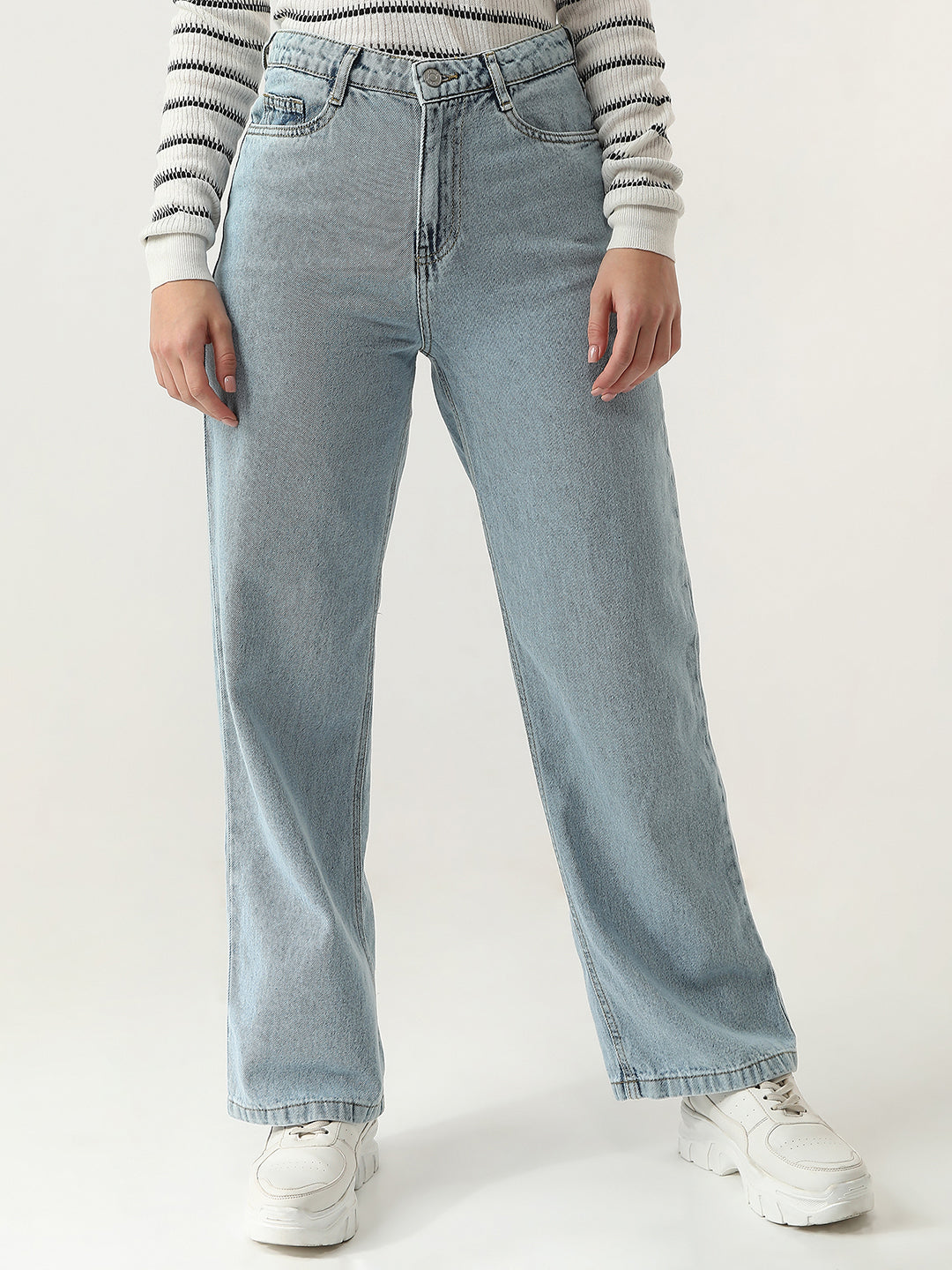 Women Light High-Rise Wide Leg Jeans