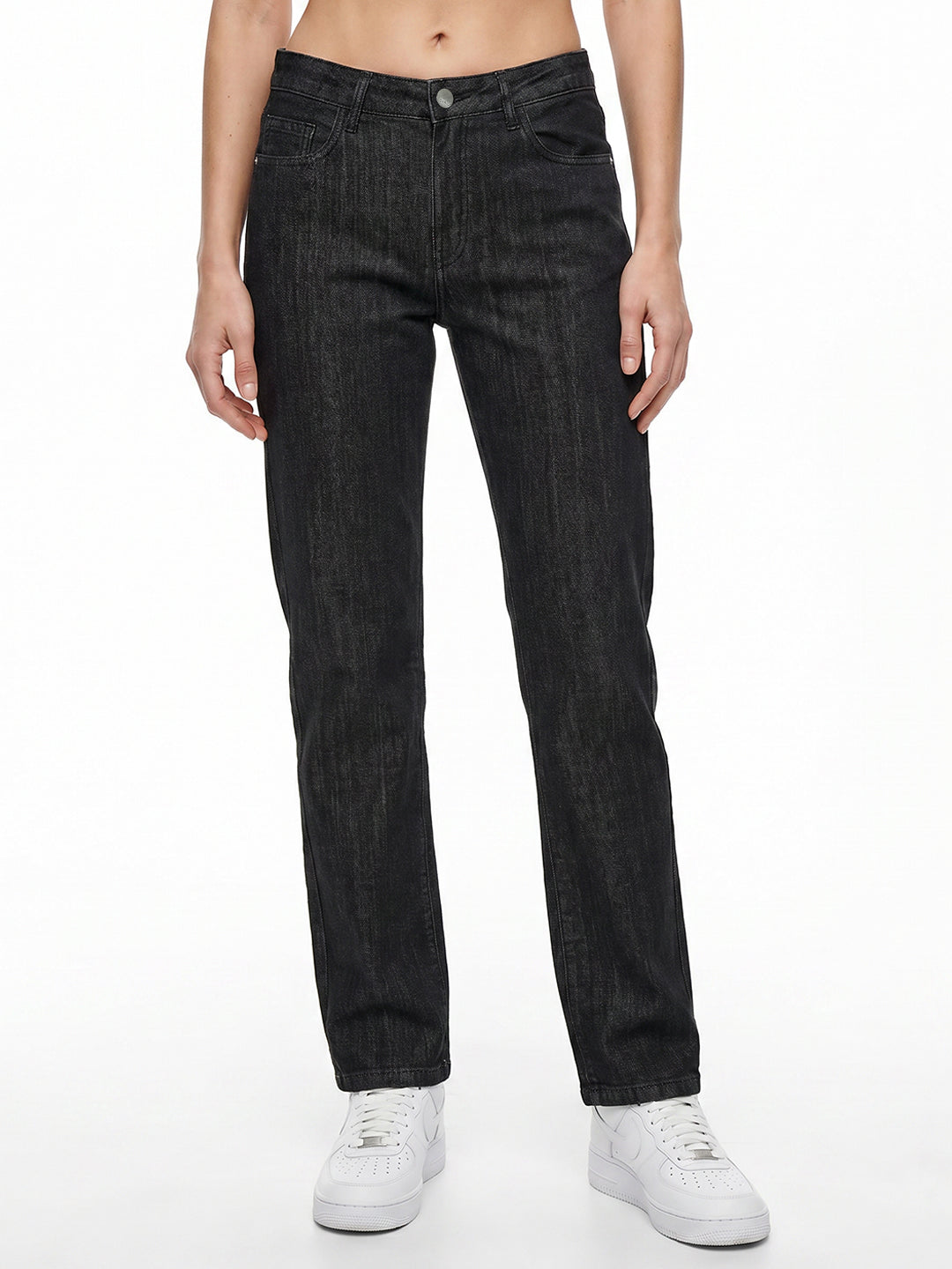 Women Black High-Rise Slim Straight Fit Jeans