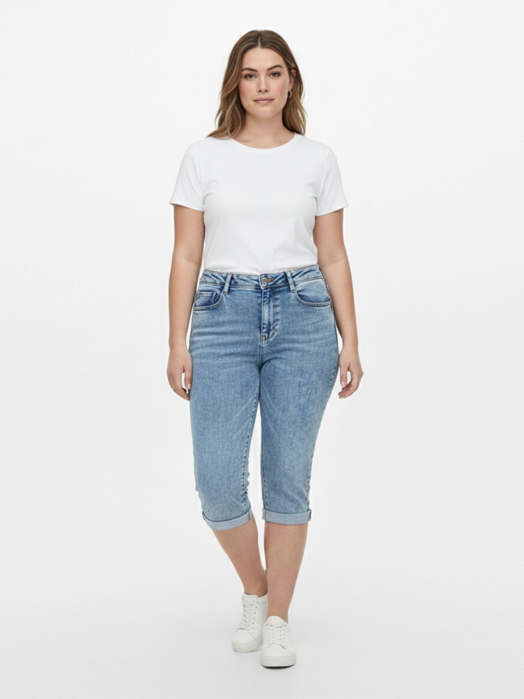 Women Blue High-Rise Capri