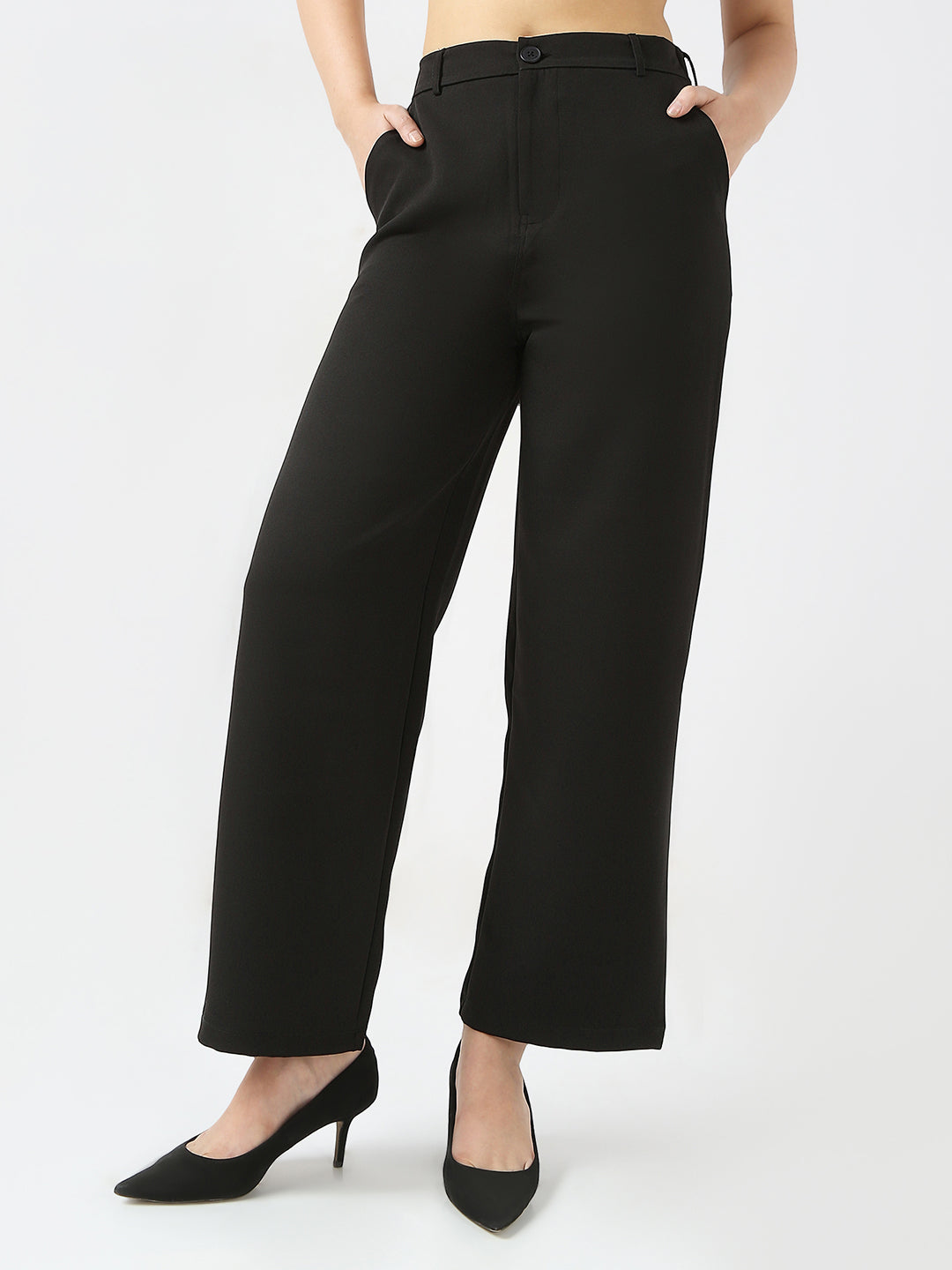 Women Black Wide Leg Trousers