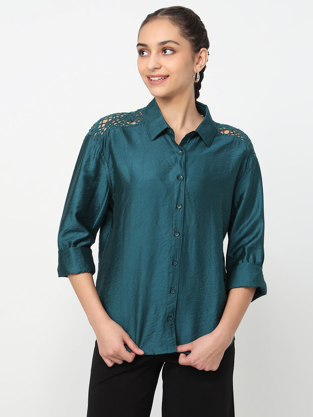 Women Deep Lake Oversized Shirt