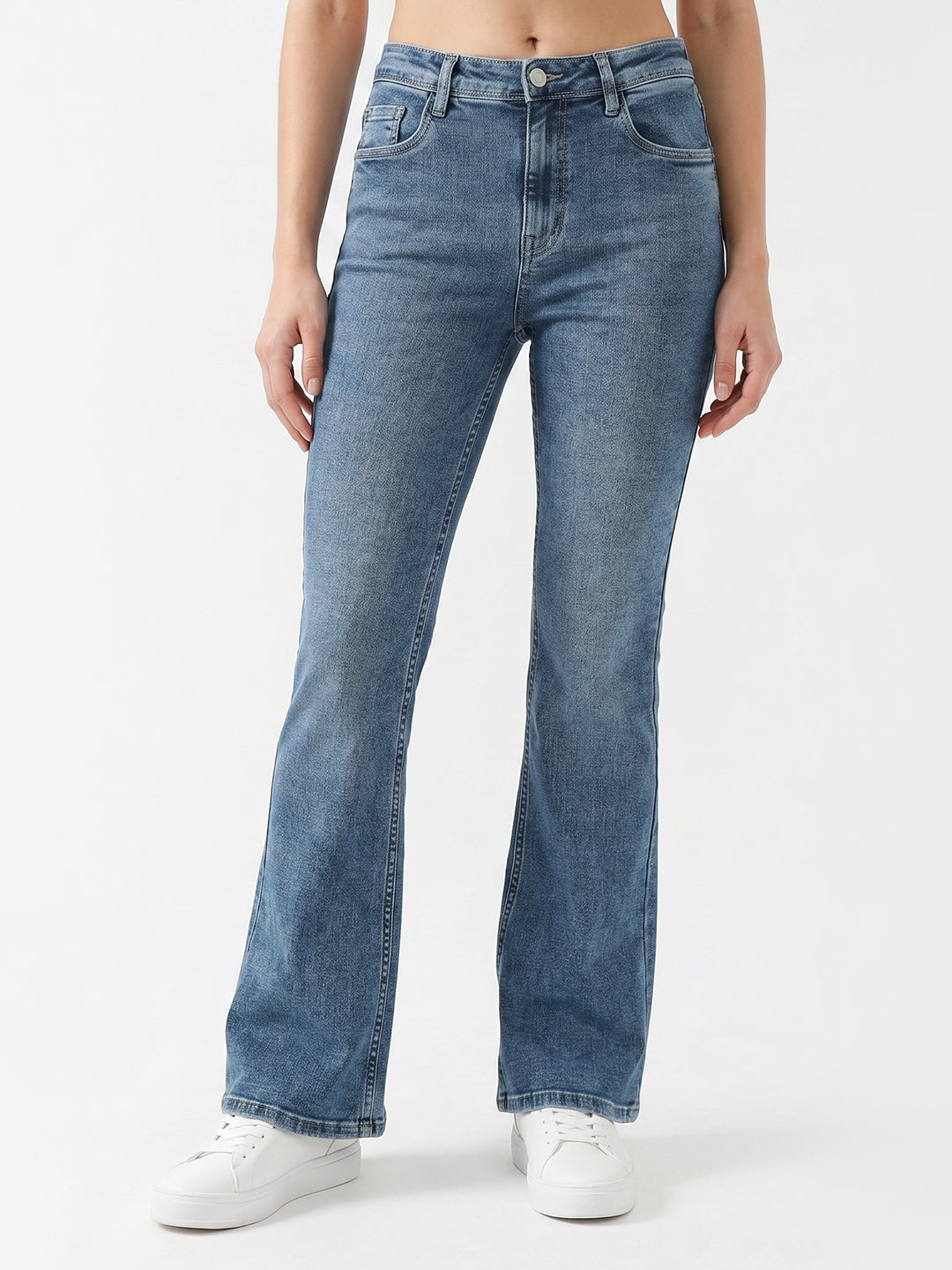 Women Blue High-Rise Flare Jeans
