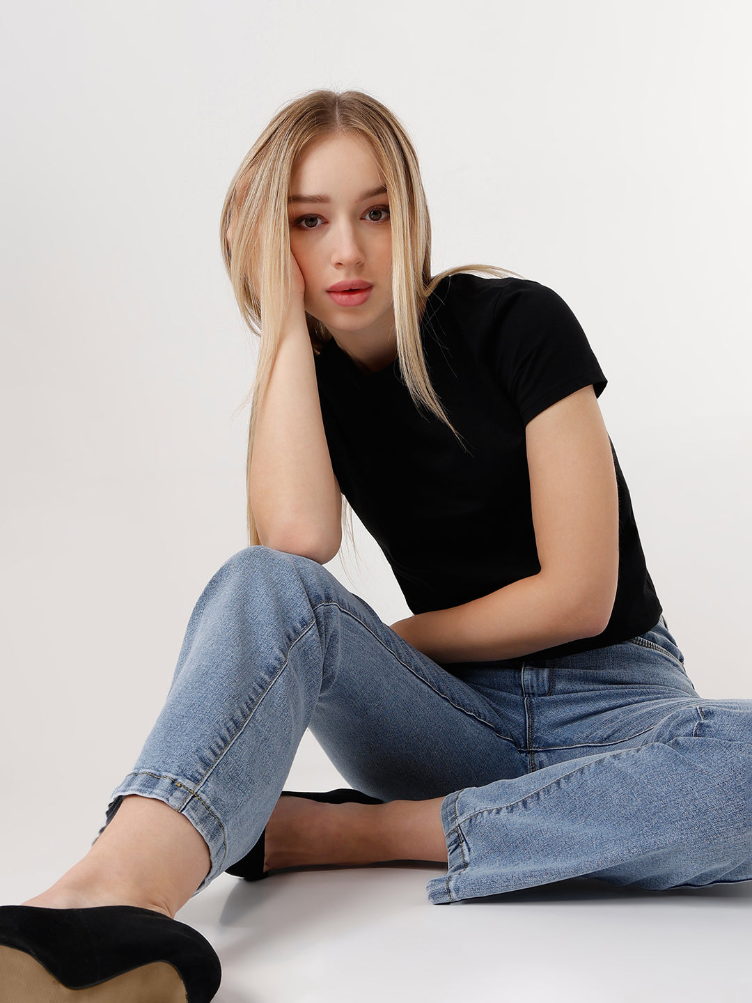 Women Light Blue High-Rise Flare Jeans