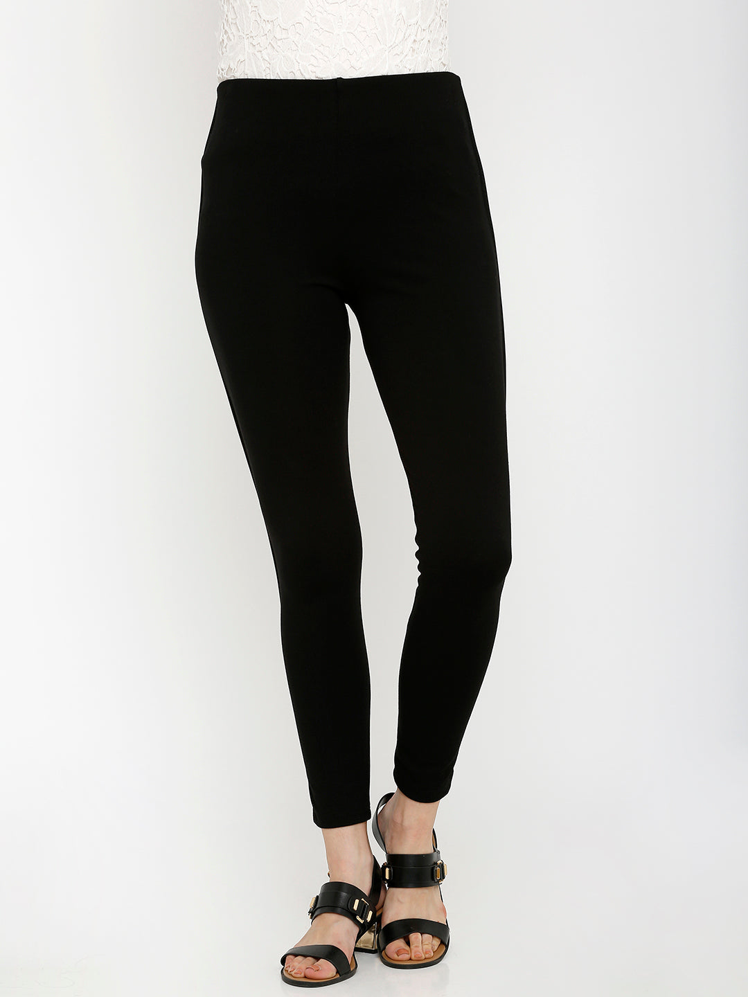 Women Black High-Rise Treggings