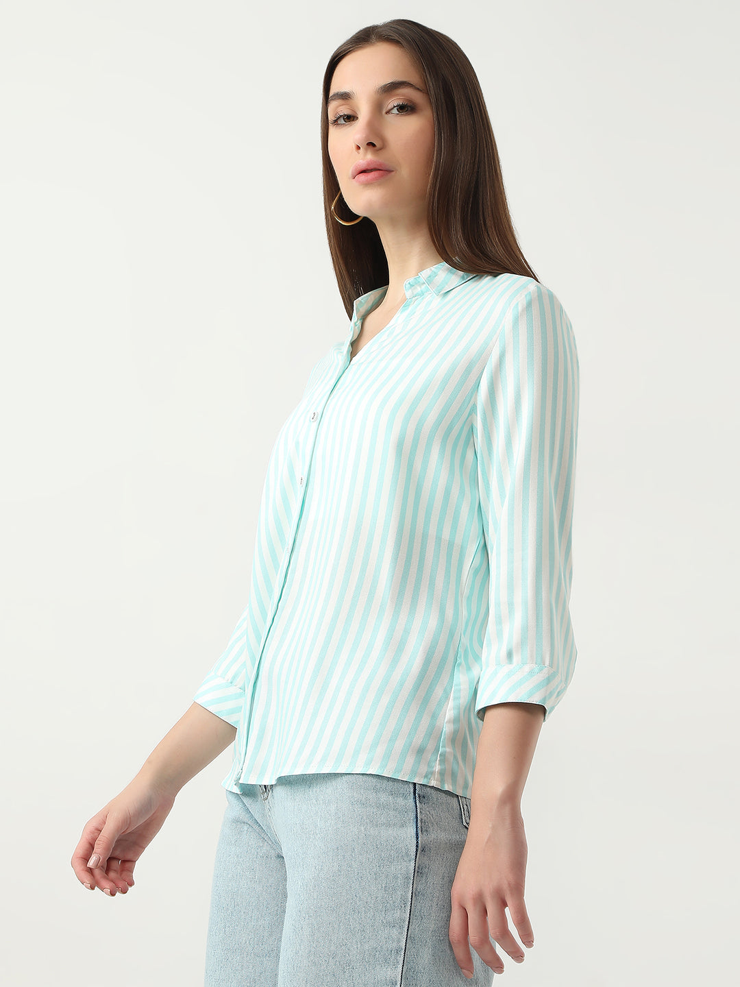 Women White/Marine Stripe Shirt
