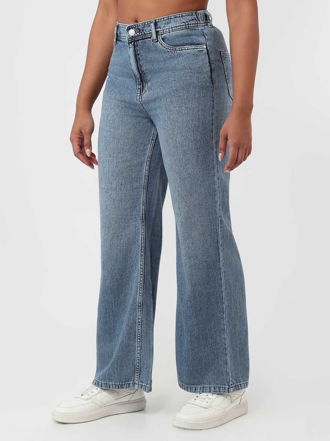 Women Blue Super Wide Leg Jeans
