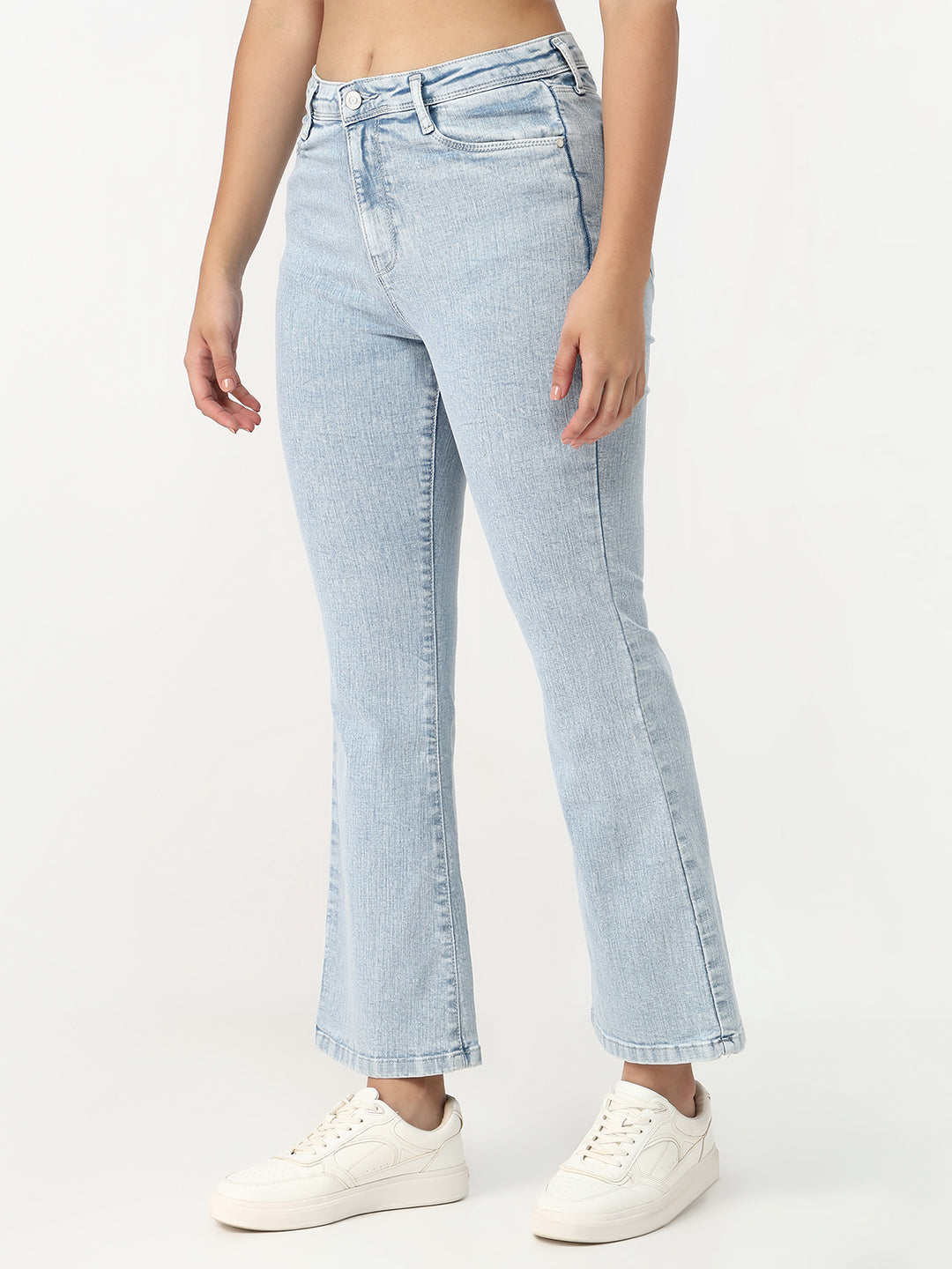 Light Blue High-Rise Mini Flare Jeans