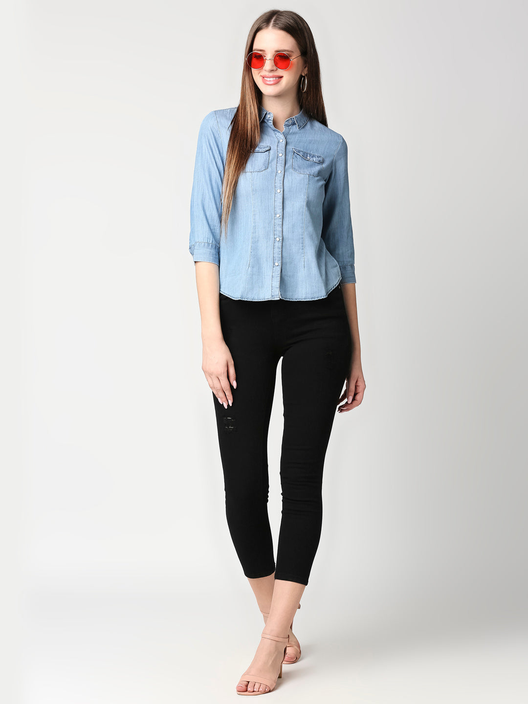 Women Blue Denim Shirt