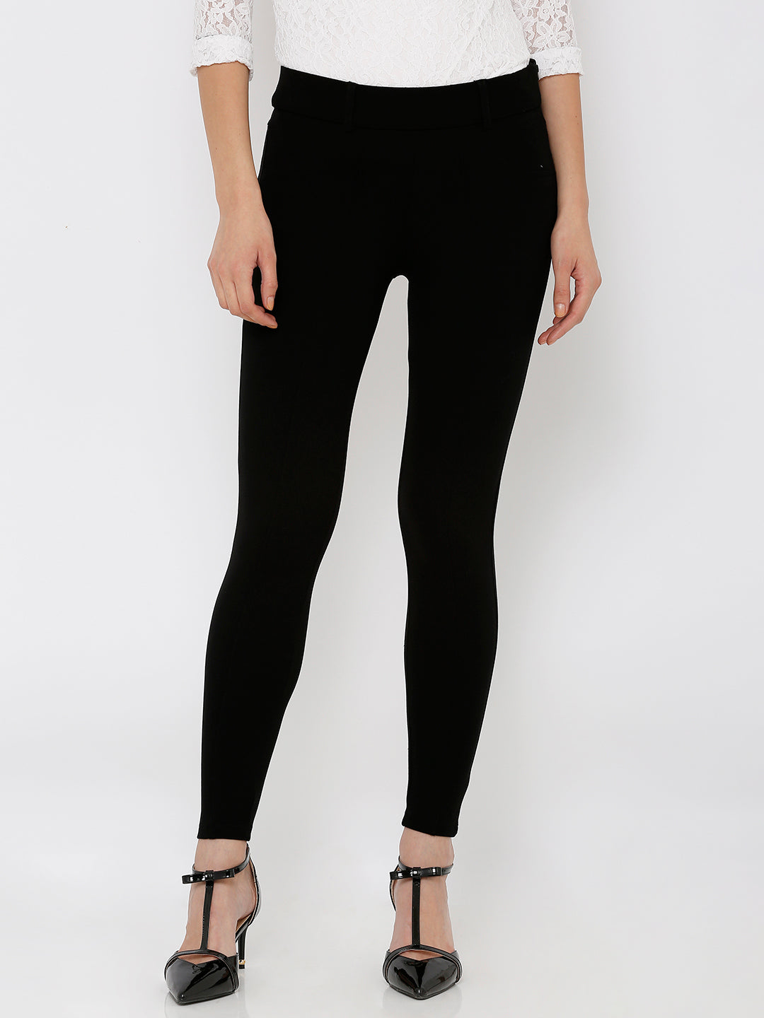 Women Black High-Rise Treggings