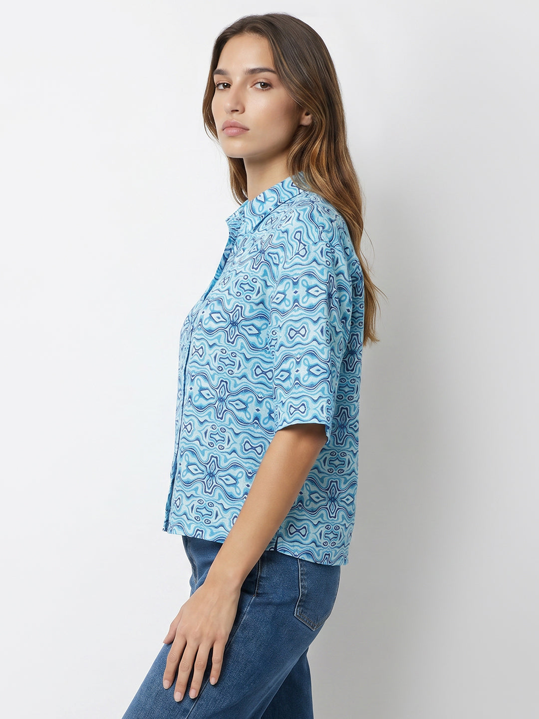 Women Kaleidoscope Crop Shirt