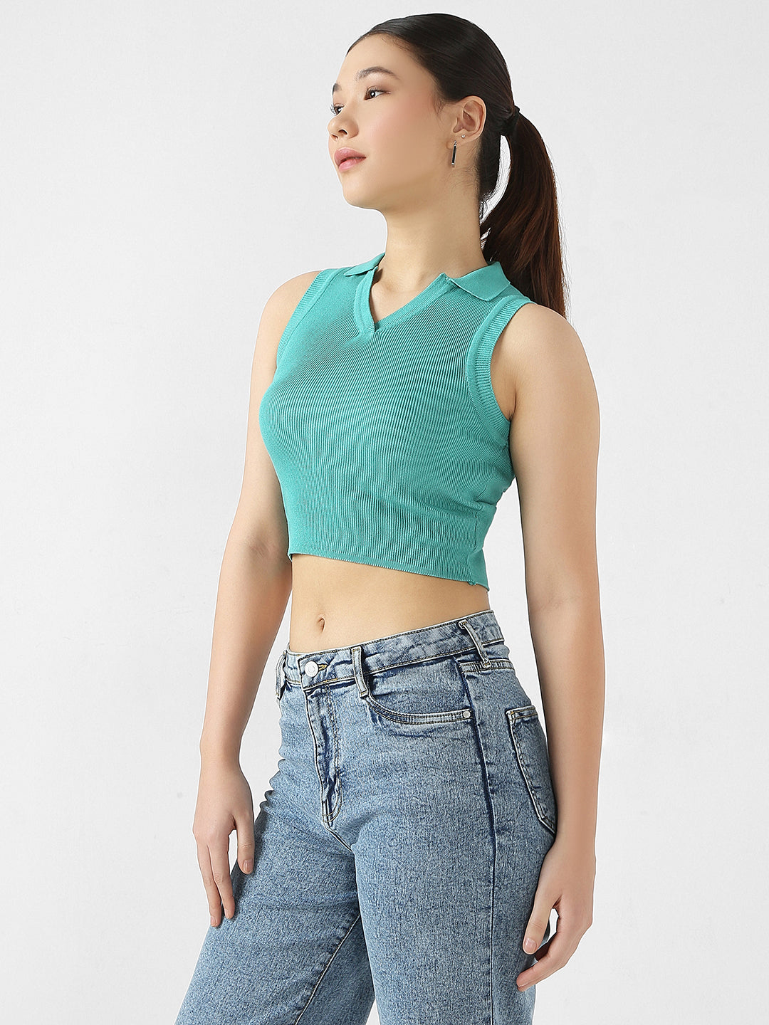 Women Slim Fit Ribbed Tops