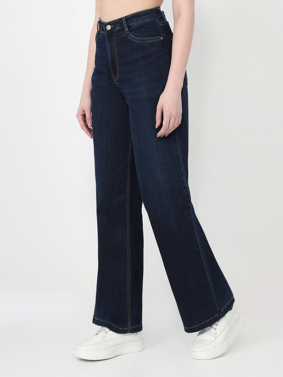 Dark Blue High-Rise Wide Leg Jeans
