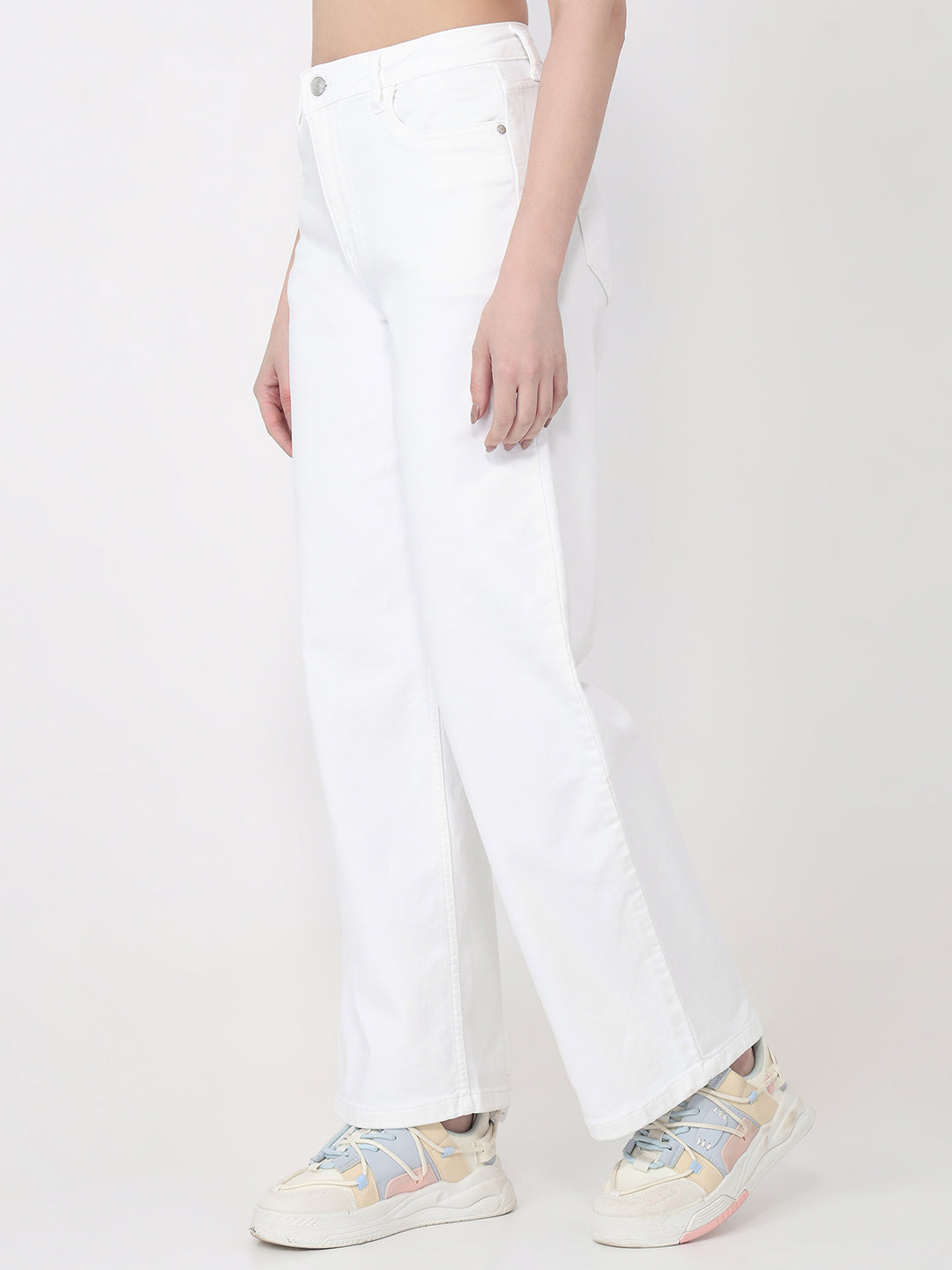 Women White Wide Leg Jeans