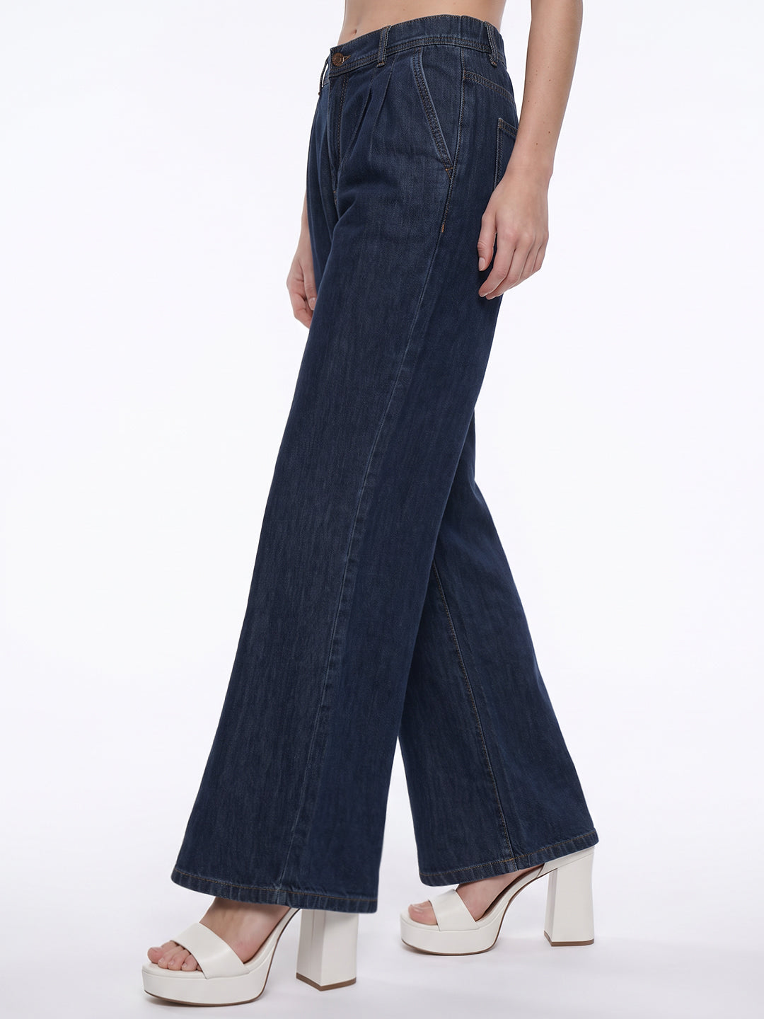 Blue High-Rise Super Wide Leg Jeans