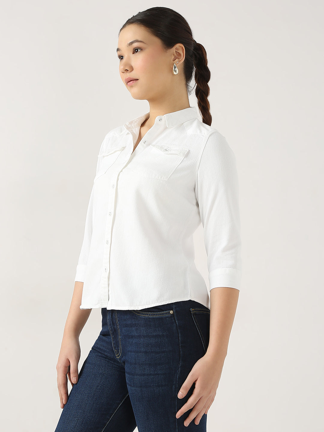 Women Slim Fit Solid Shirts