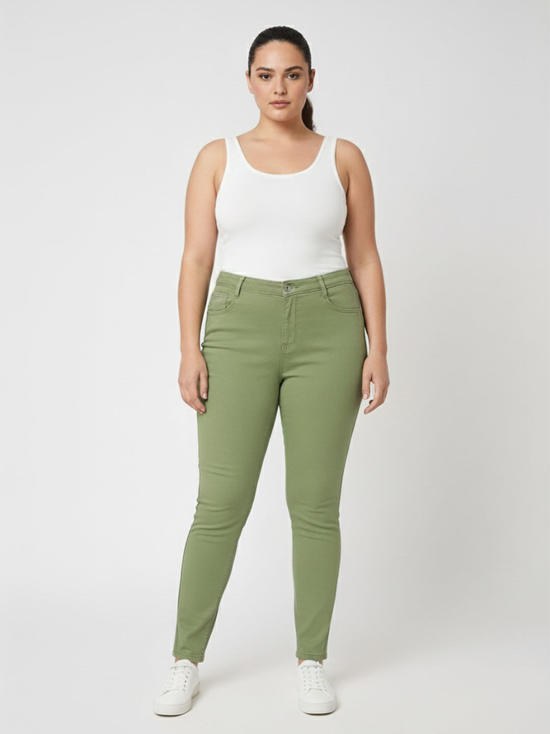 Women Olive High-Rise Skinny Jeans