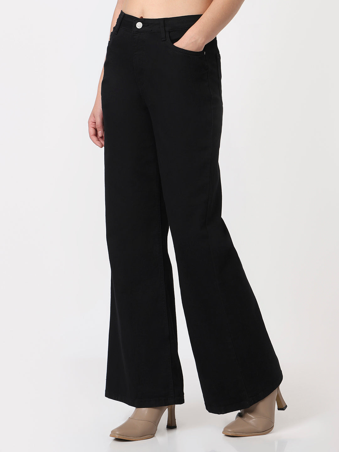 Black Super Wide Leg Jeans