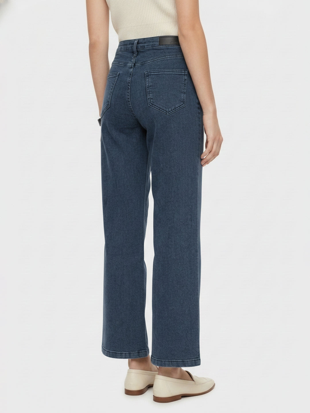 Slate Blue High-Rise Wide Leg Jeans