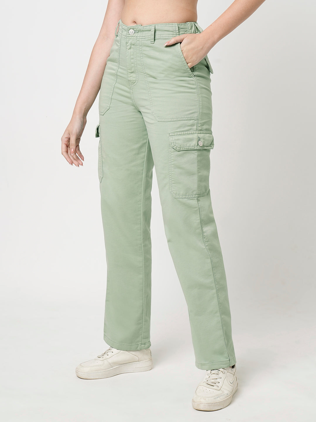 Women Mint High-Rise Cargo