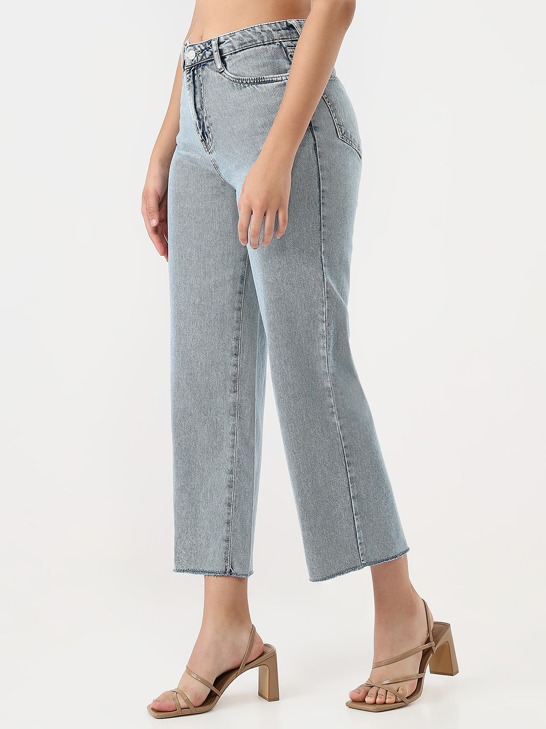 Women Blue High-Rise Wide Leg Jeans