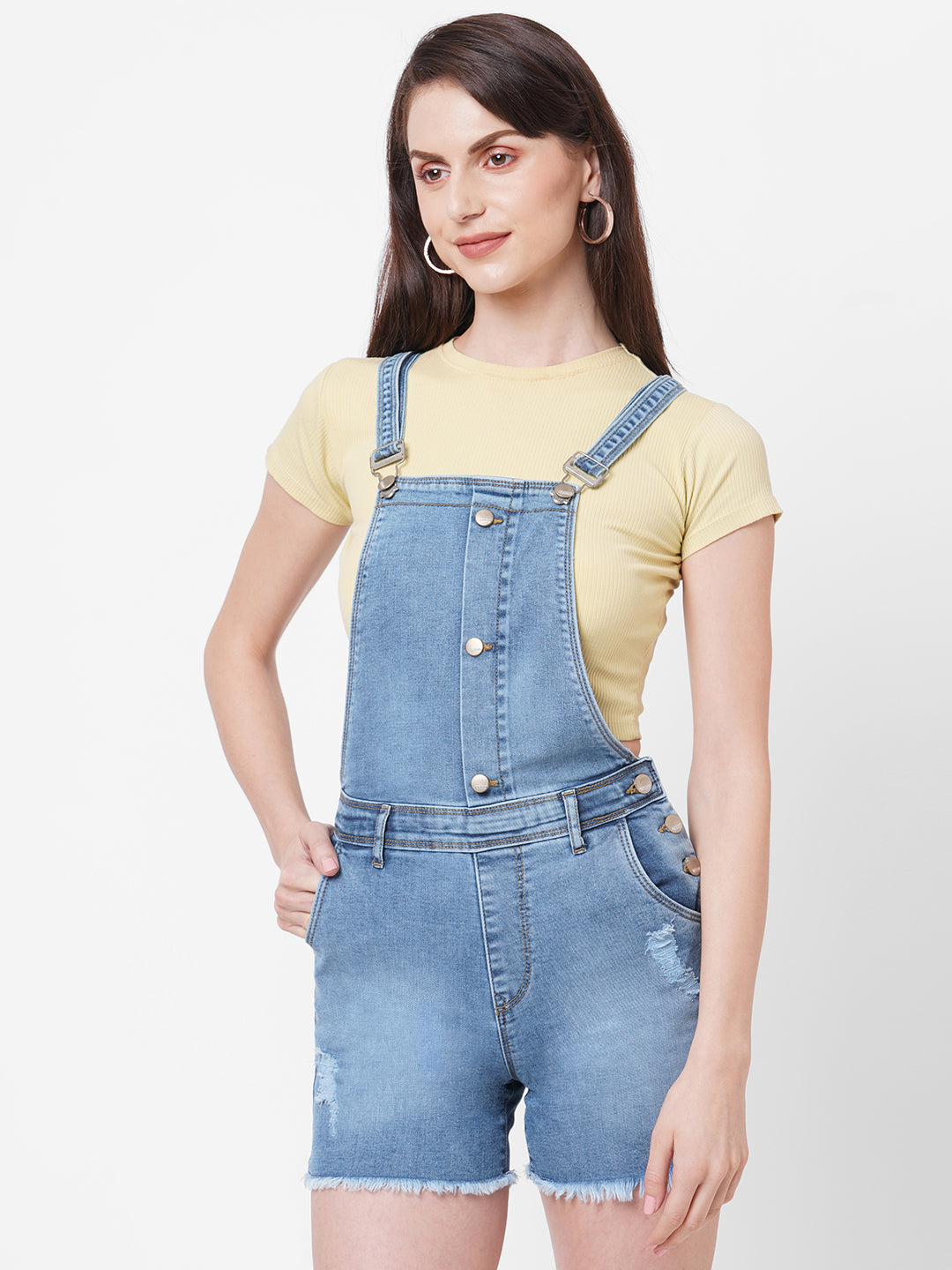 Women Medium Blue Solid Dungaree