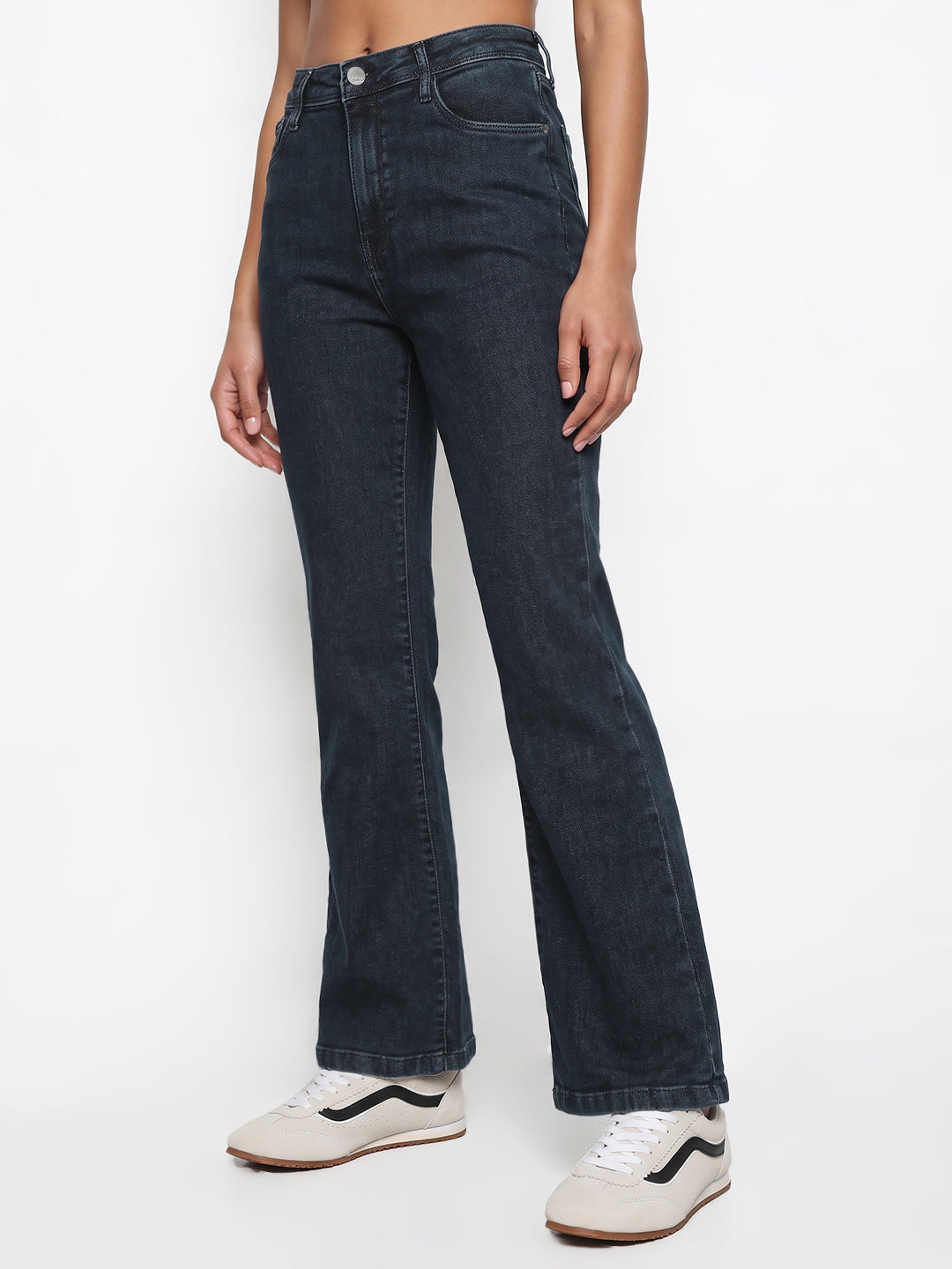 Slate Blue High-Rise Flare Jeans