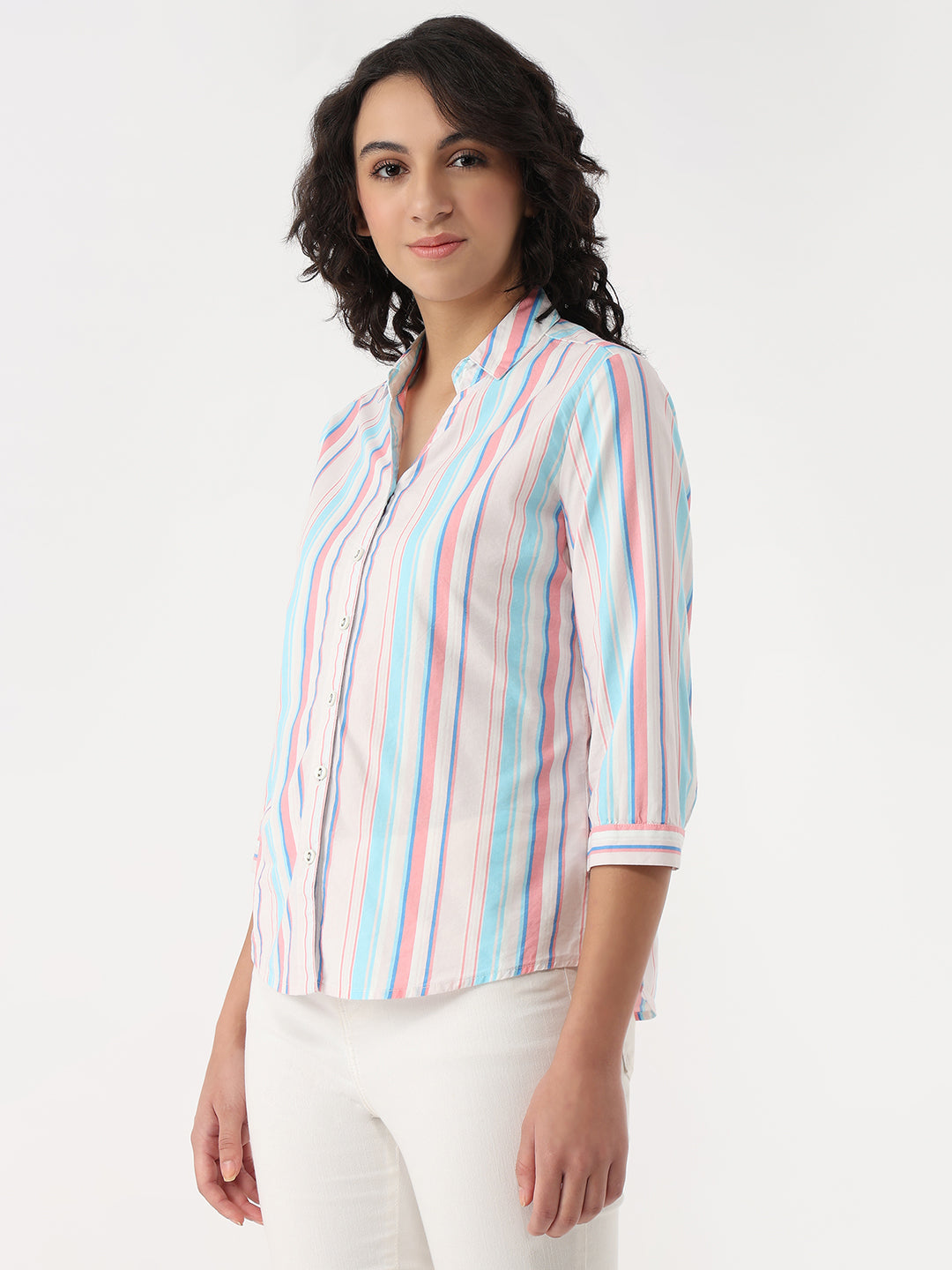 Women Multi Slim Stripe Shirt