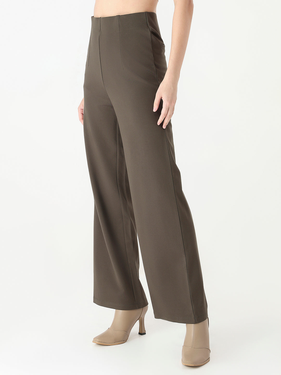 Women Olive High-Rise Treggings