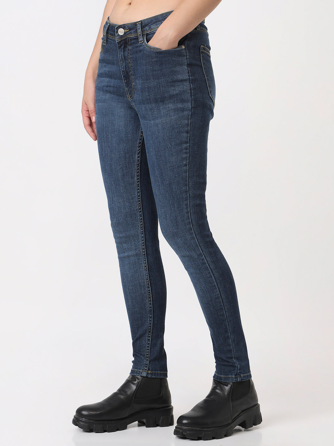 Women Blue High-Rise Skinny Jeans