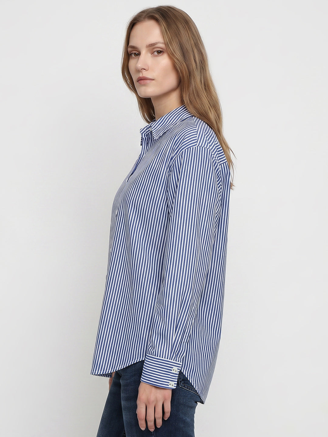 Women Electric Blue/White Oversize Shirt