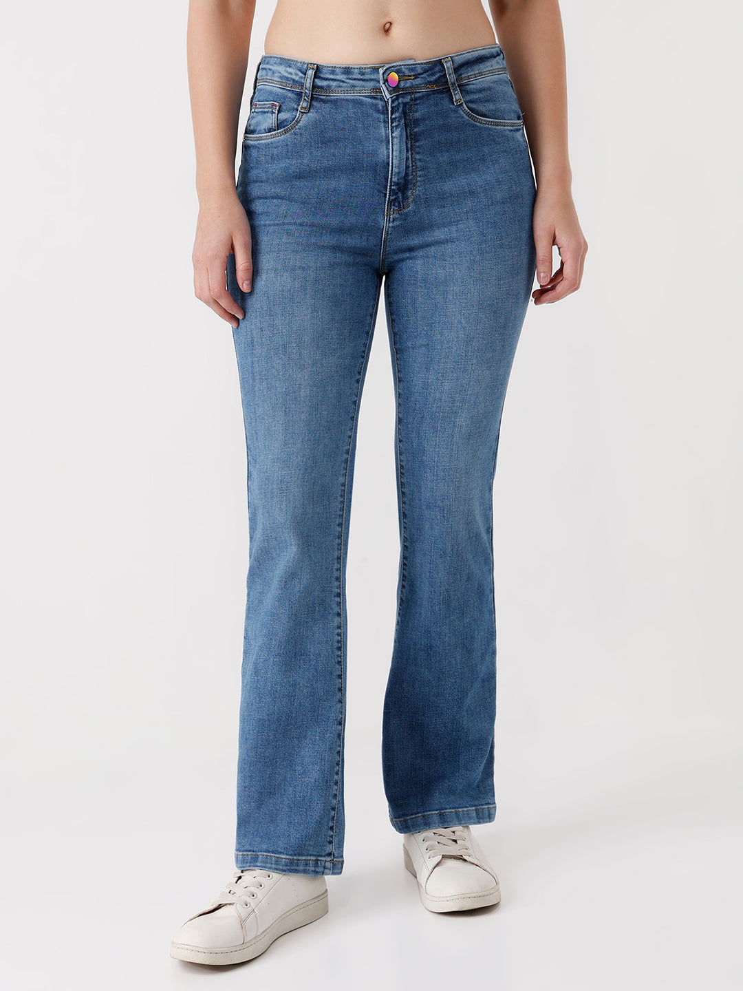 Women Blue High-Rise Flare Jeans