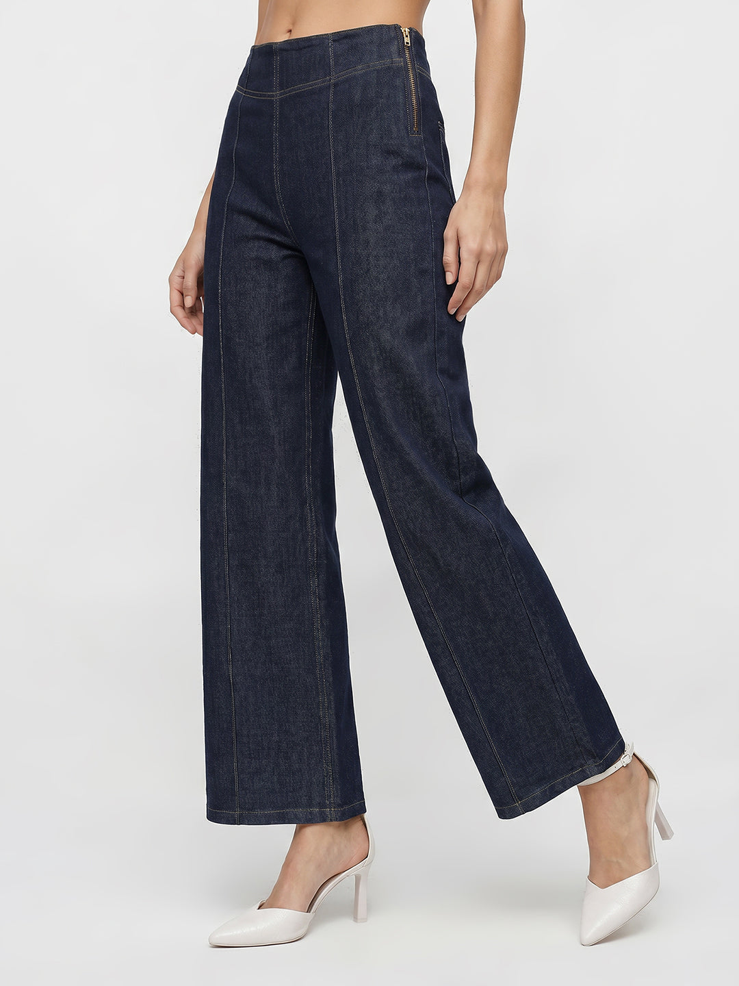 Dark Blue High-Rise Wide Leg Jeans