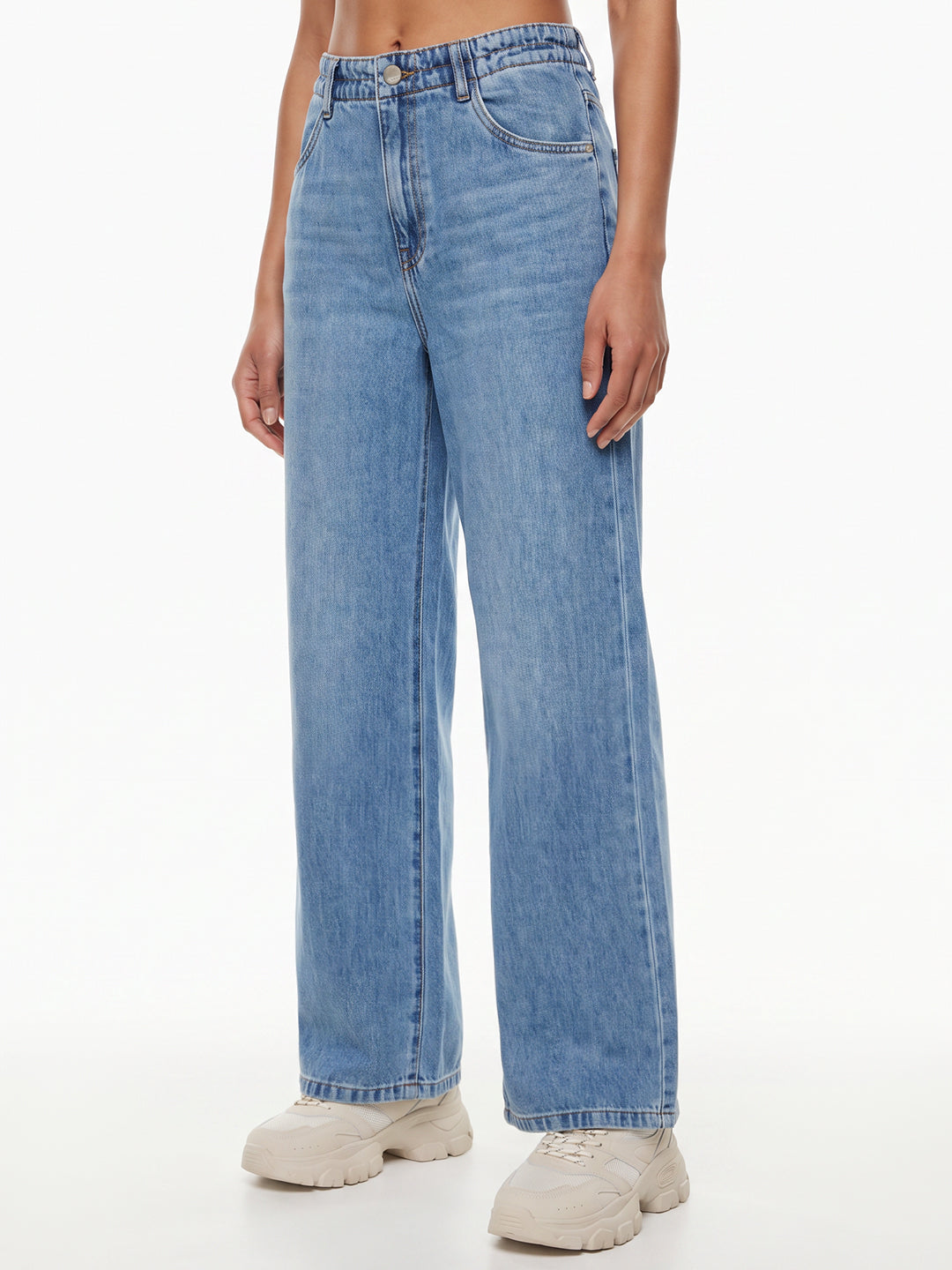 Blue High-Rise Crop Wide Leg Jeans