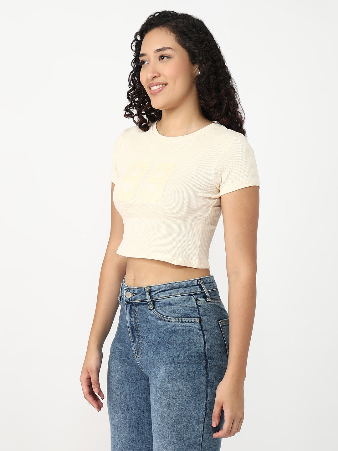 Women Beige Slim Fit Genz T-Shirt