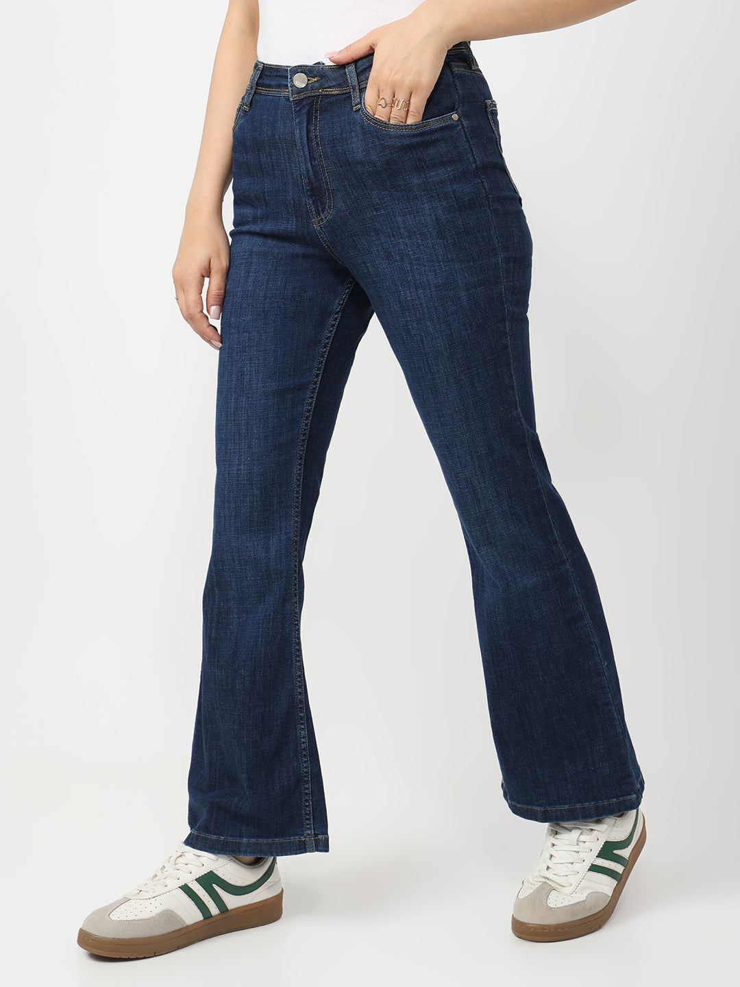Women Blue Mini Flare Jeans