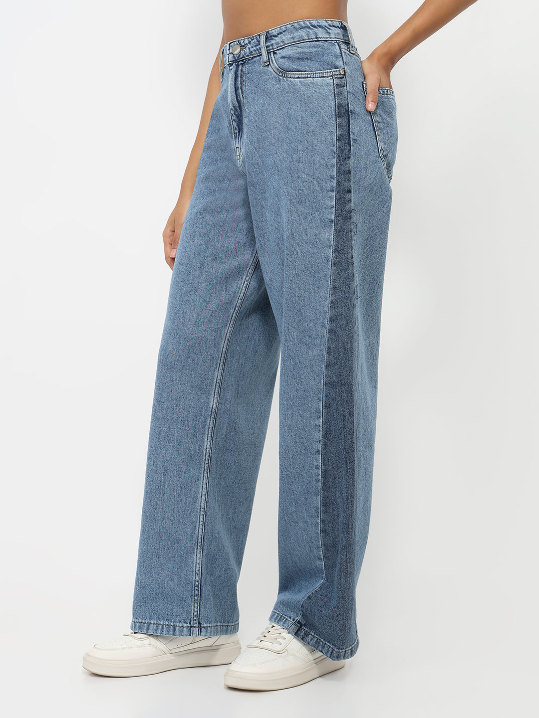 Women Blue High-Rise Wide Leg Jeans