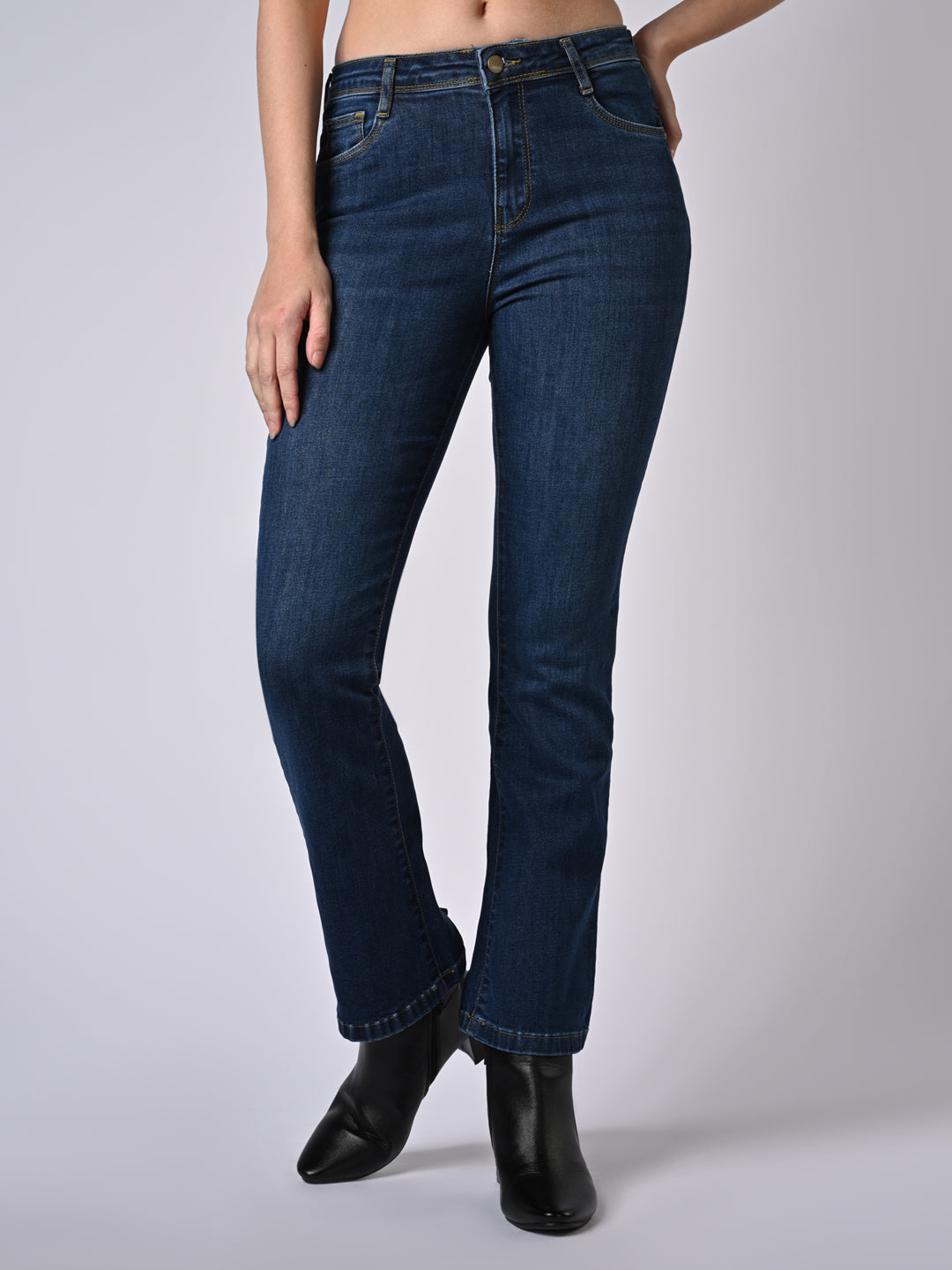 Women Dark Blue High-Rise Flare Jeans