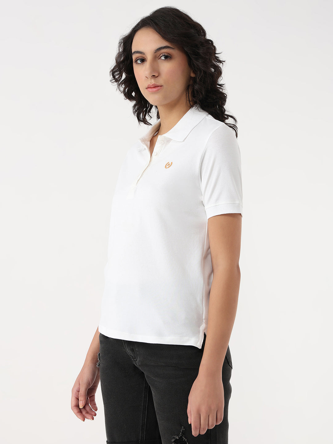 Women White Solid T-Shirt