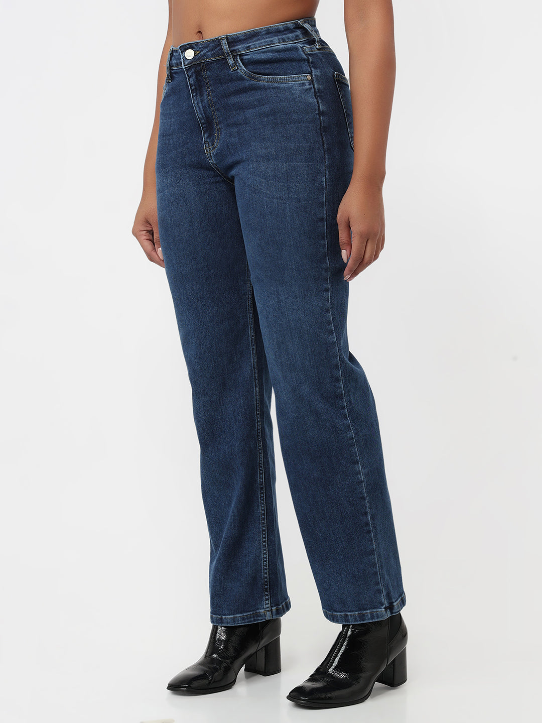 Women Blue High-Rise Straight Fit Jeans