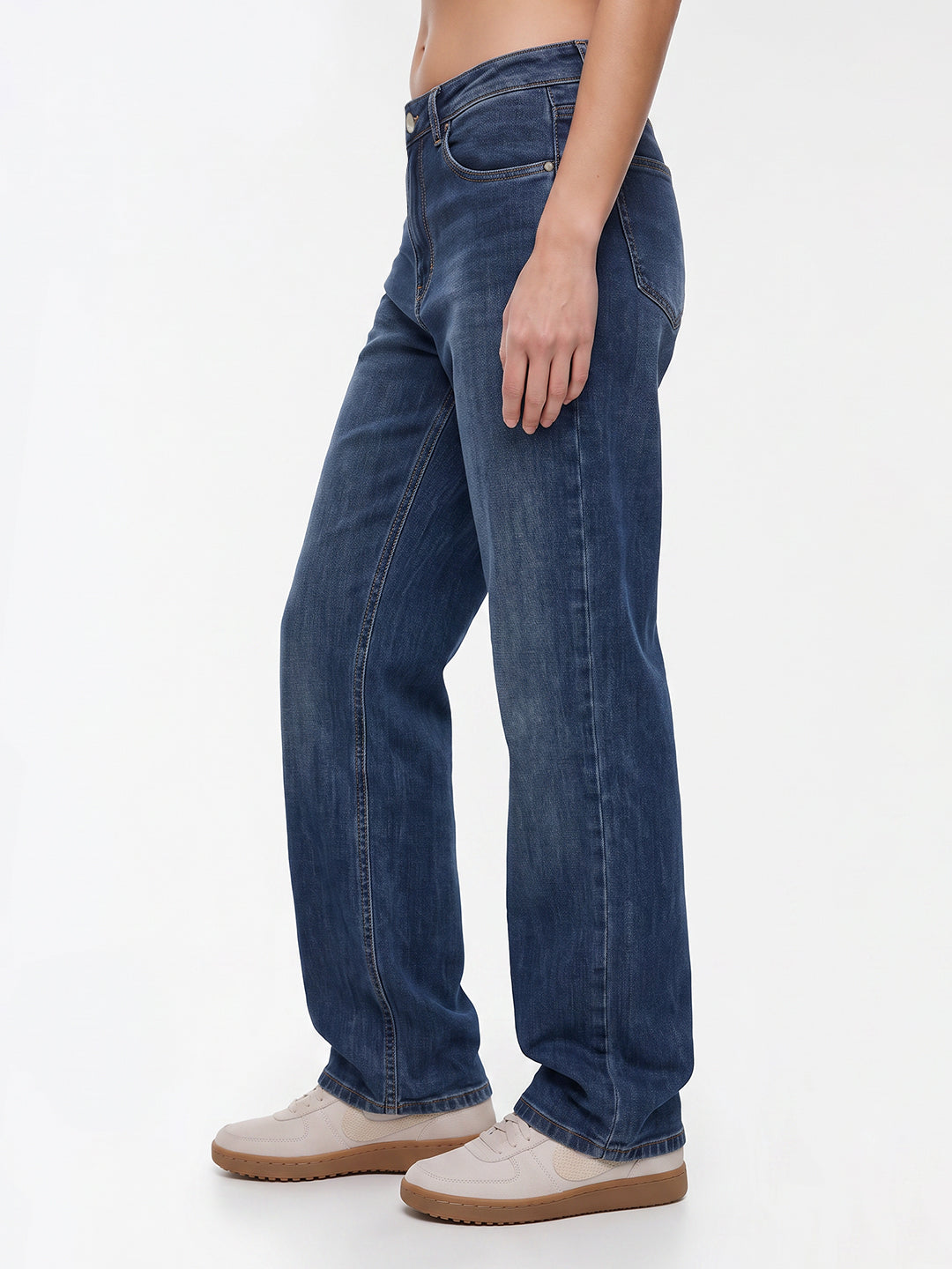 Women Blue High-Rise Crop Flare Jeans