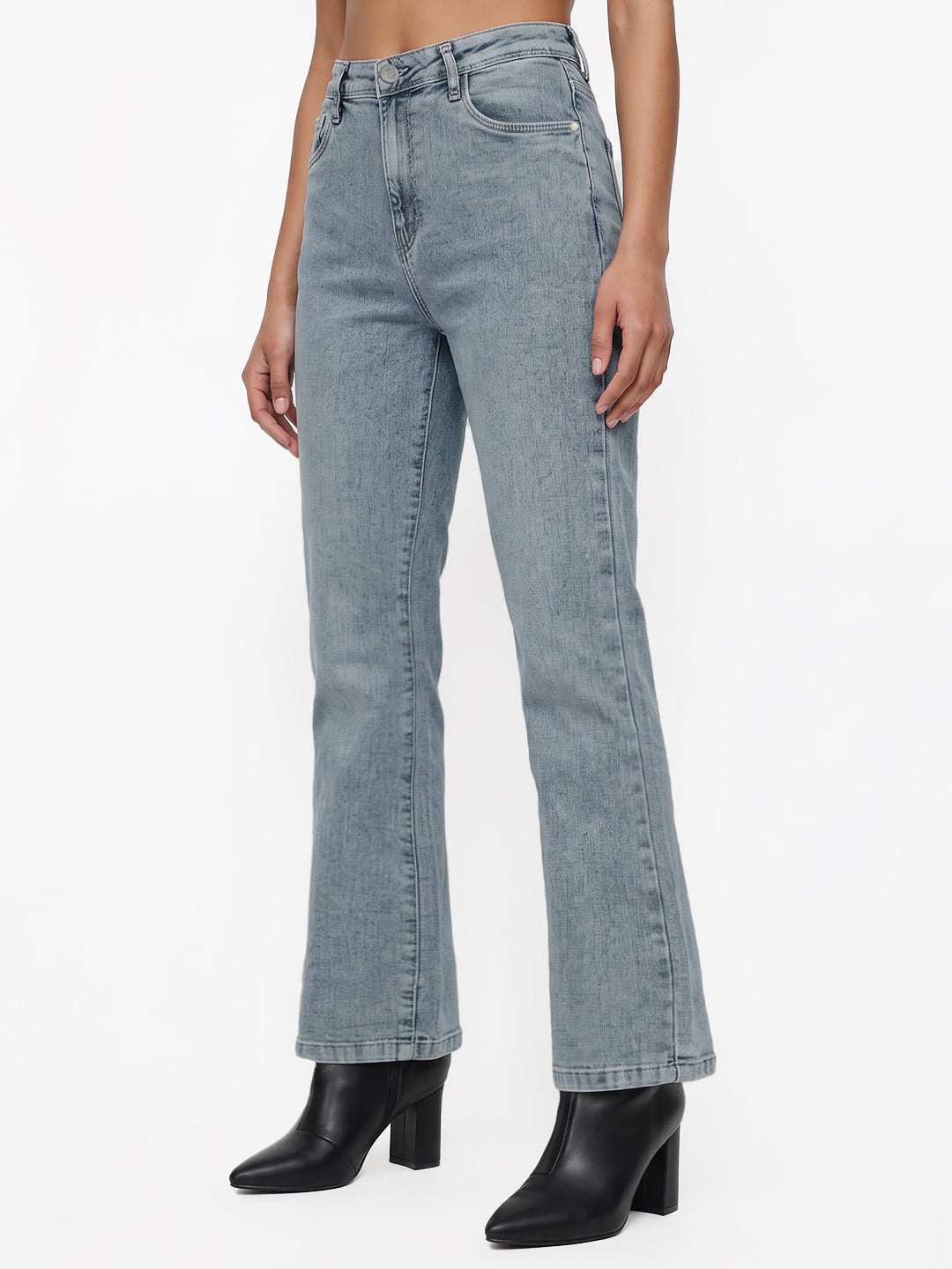 Light Blue High-Rise Crop Flare Jeans
