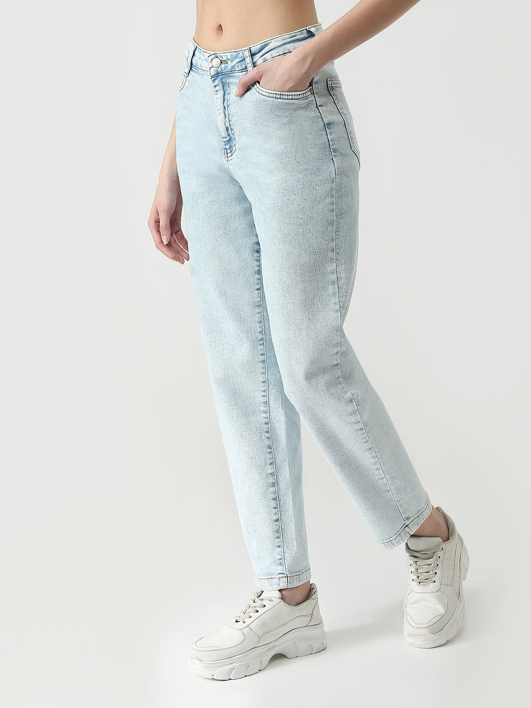 Women High Rise Mom Fit Jeans