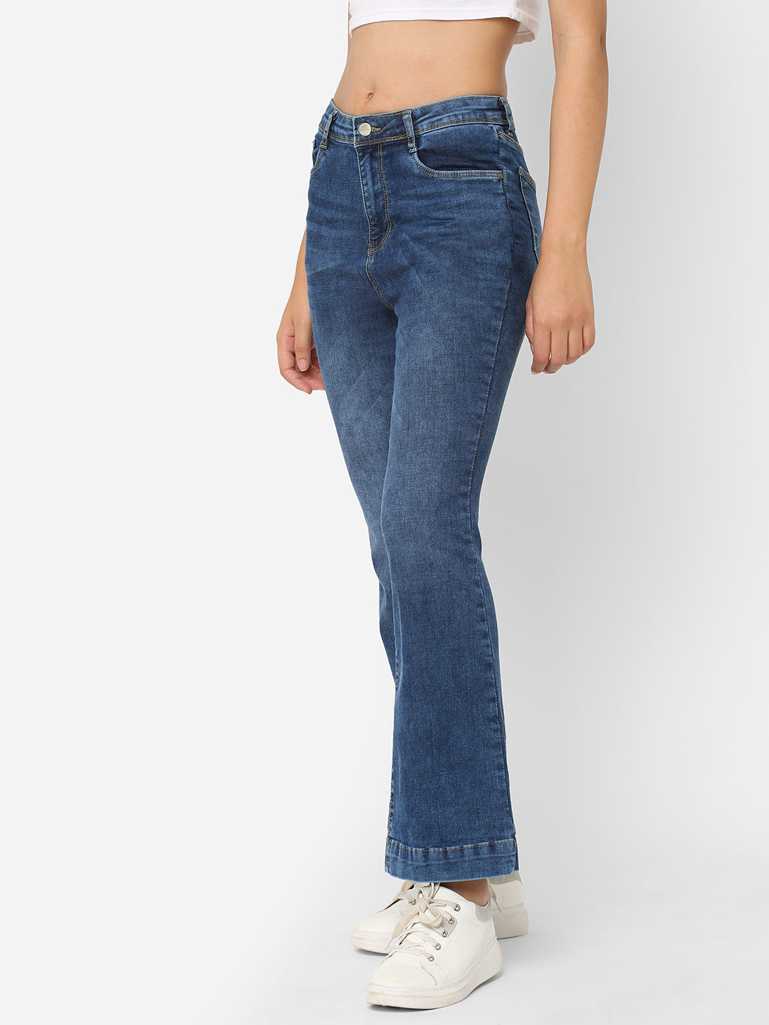 Women Blue High-Rise Flare Jeans