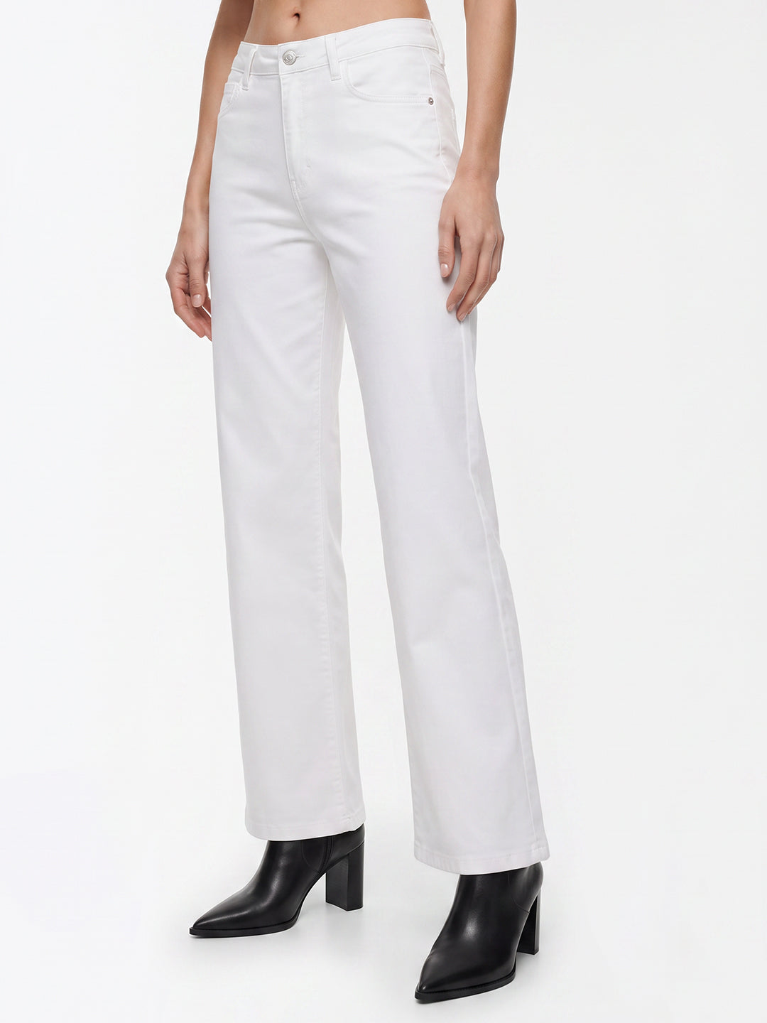 Women White High-Rise Wide Leg Jeans