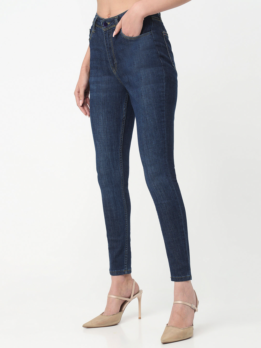 Women Dark Blue High-Rise Skinny Jeans