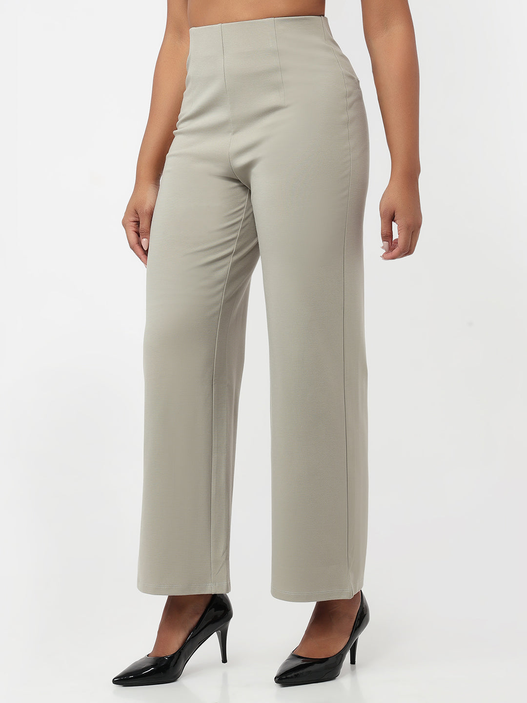 Women Light Olive Wide Leg Treggings